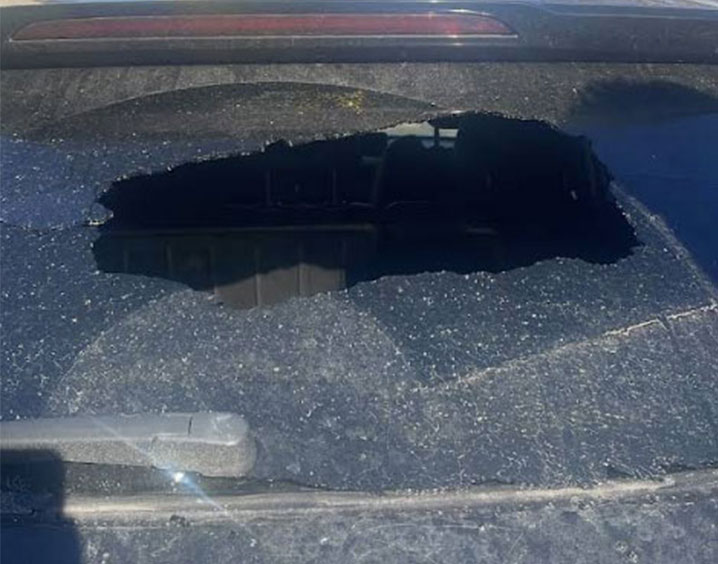 Autoglass Legend replacing broken rear window of black Mercedes SUV 